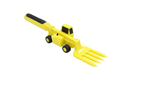 Constructive Eating - Toddler Construction Utensils Made in USA - Silverware for Toddlers - Utensils for Kids - Constructive Eating Utensil Set Yellow Construction