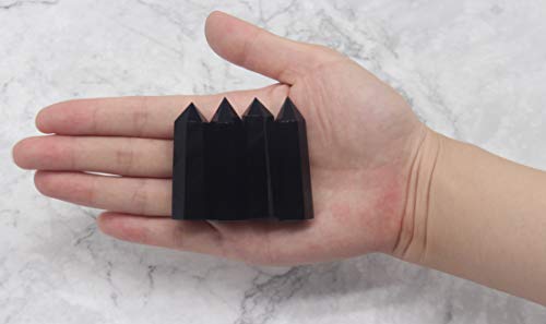 Luckeeper Healing Crystal Wands | 2" Black Obsidian| 6 Faceted Reiki Chakra Meditation Therapy 4 PCS 2" Tall