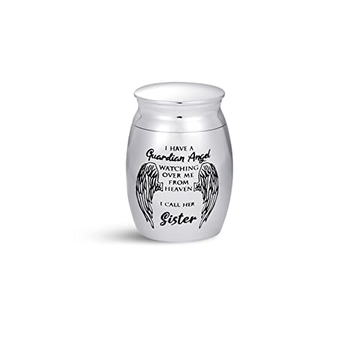 LSxAB Mini Cremation Urn for Ashes Women I Have a Guardian Angel Watching Over Me from Heaven I Call Her Sister