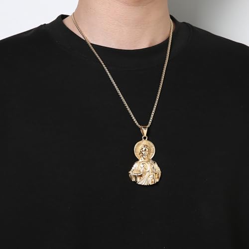 AsAlways Saint Jude Necklace for Men, with 22"+2" Rolo Chain Saint Jude-1