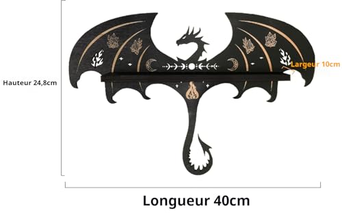Dragon Shelf, Gothic Wall Decor, Crystal Shelf Display, Fantasy Decor Gift Black