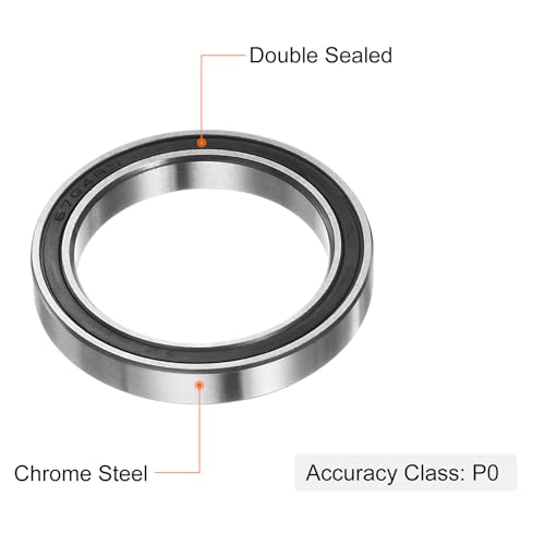 sourcing map 10pcs 6704-2RS Deep Groove Ball Bearings, Chrome Steel Double Rubber Sealed Bearing 20mm x 27mm x 4mm