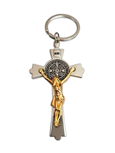 St Benedict Crucifix Keyring - Jesus Cross Religious Keychain