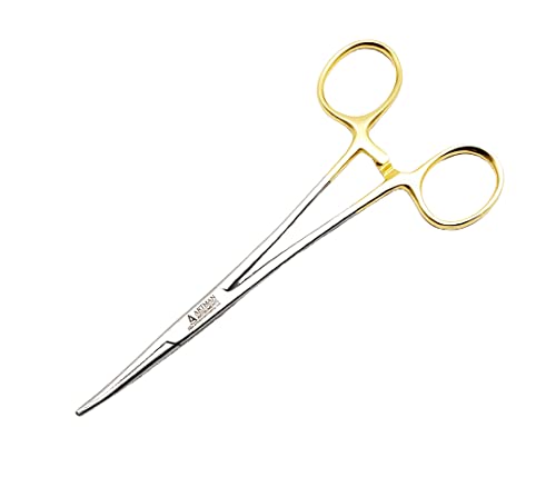 [Australia - AusPower] - Artery Forceps 6" Curved Hemostats for Nurses, Fishing Forceps, Crafts and Hobby Gold Plated Handle Artman Brand 