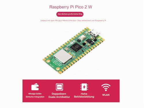Pre-Soldered Raspberry Pi Pico 2 W with Header RP2350 Microcontroller Board Mini Board Based on Official RP2350 Chip, Supports WiFi and Bluetooth