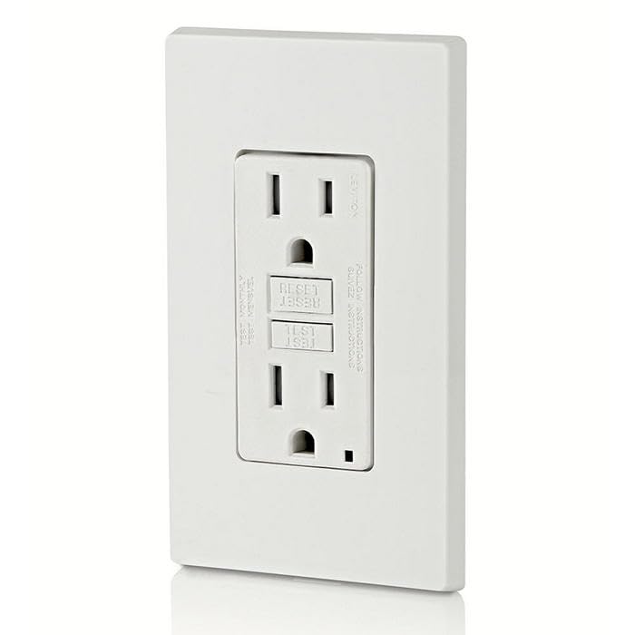 [Australia - AusPower] - Leviton GFCI Outlet, 15 Amp, Self Test, Tamper-Resistant with LED Indicator Light, Protection from Electric Shock and Electrocution, GFTR1-W, White 