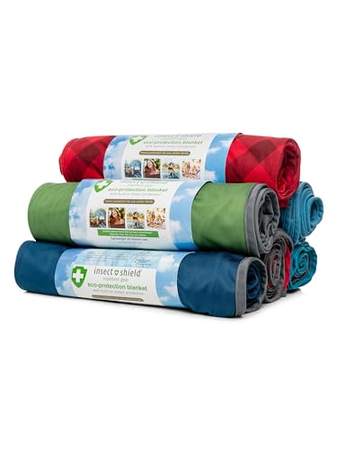 Insect Shield Eco Protection Blanket, with Insect Protection Against Mosquitoes, Ticks, Fleas, and Flies, Blue Plaid, One Size