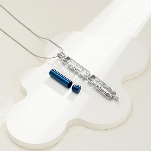 Cremation Jewelry for Ashes Tree of Life Urn Necklace Cylinder Vial Urn Pendant for Women Men Stainless Steel Memorial Keepsake for Loved One Blue-Forever