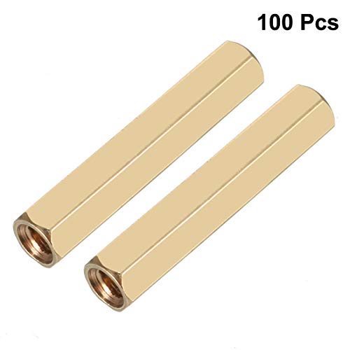 uxcell brass M3x5x25mm female thread hex PCB standoff spacers, 100-piece set