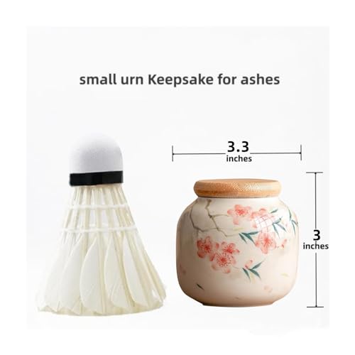 Small urn Ashes Keepsake - Flowers Ceramic urn for Humans， Funeral Memorial 3 inches urns for Adults, Child, Pets， Hold 10 Cubic inches -Qnty 1