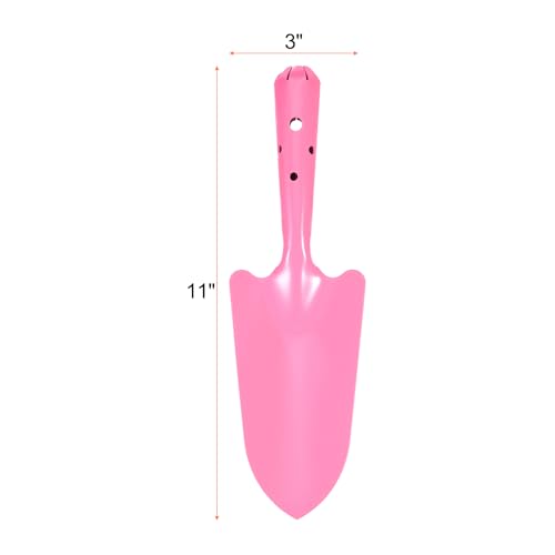 HARFINGTON 4-piece pink mini metal hand trowel set for digging, planting, weeding, and transplanting plants