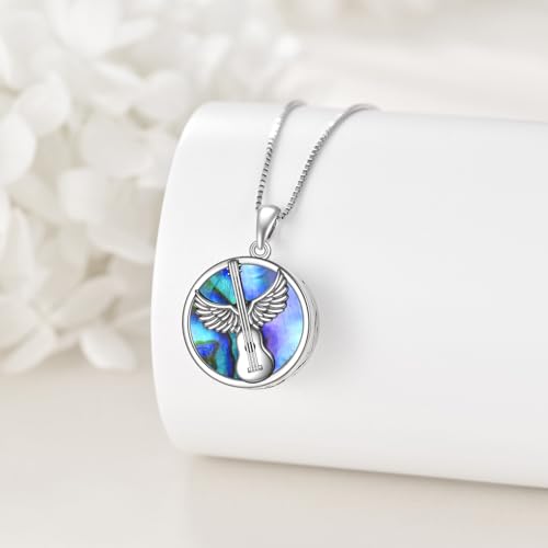 YFN Guitar Urn Necklaces for Ashes for Women Sterling Silver Abalone Shell Cremation Necklace Jewelry for Loved Ones urn 3