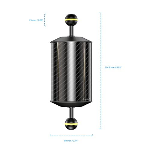 Seafrogs Carbon Fiber Underwater Float Arm, Dual Ball Lightweight Buoyancy Arm for Diving Tray, Video Light, and Strobe - Compatible with Underwater Photography Accessories (8inch D80mm) GA-10