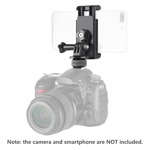 NEEWER Phone Holder/Hot Shoe Mount Adapter Kit Action Camera Mount Compatible with GoPro Hero 12 11 10 9 8 7 6 5 DJI OSMO Action 4 3 2 iPhone 15 Pro Max 14 13 Pro Samsung S23 for DSLRs Ring Light