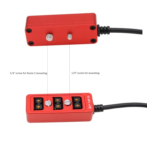 DTAP Power Splitter Triple Cable Box Hub, D-tap Male to Female 3 Port Distributor for ARRI Camera Anton Bauer Battery Ronin 2 1/4" Mount (50cm, Red) 50cm