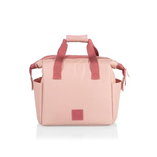 PICNIC TIME Disney Minnie Mouse On The Go Insulated Lunch Bag, Soft Cooler Lunch Box, Leak Resistant Reusable Lunch Tote, Work Lunchbox, Thermal Cooler Bag with Dual Compartments (Pink)