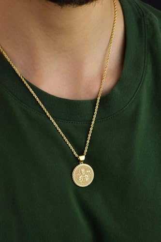 LKBEADS 925 Sterling Silver Saint King Pendant Necklace, 22MM |LK_NLC_00350