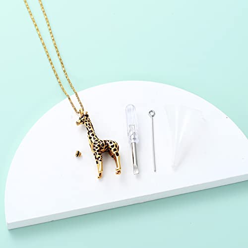 Yinplsmemory Cremation Jewelry Animal Giraffe Urn Necklace for Ashes for Women/Men Keepsake Ashes Holder Urn Locket Pendant Necklace for Human/Pet Ashes Gold