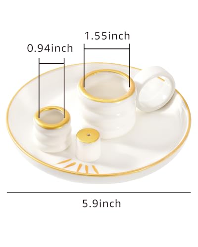 BS-VOG 4 in 1 Incense Holder, 15 cm Ceramic Incense Burner with Handle Golden