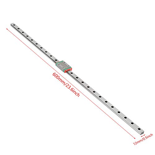 Linear Rail Block, MGN12H 600mm Linear Slide Rail Linear Guide Rail Slide Carriage CNC Router with Sliding Block