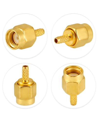 Vecys SMA Male Crimp Connector for RG316 RG174 RF Coaxial Cable Pack of 10 SMA Male for RG174/RG316