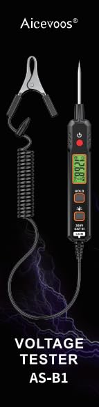[Australia - AusPower] - B1 Voltage Tester, Circuit Tester with Range DC 0.8V-100V, Continuity Testing, Electrical Tester with Flashlight, Buzzer Alarm for Car Battery Polarity Continuity Fuses 