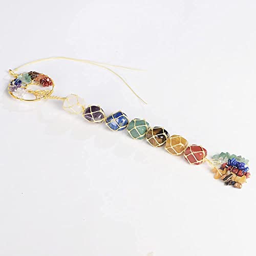 Tree of Life Handmade 7 Chakras Stones Healing Crystals Tree of Life Hanging Ornament for Home Decor A-style 1
