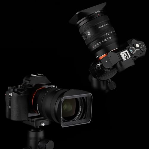 Haoge LH-E245 Metal Square Lens Hood for Sony FE 24-50mm F2.8 G Lens Bayonet Shade with Cap on Sony A7CR a7cii A7R4