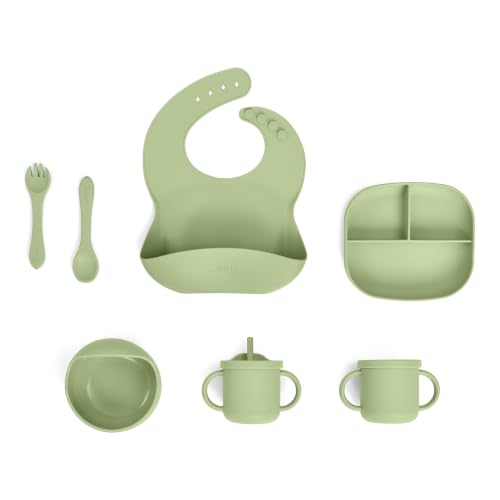 Jeep 100% Silicone 10-Piece Baby Feeding Set by Delta Children, Light Green