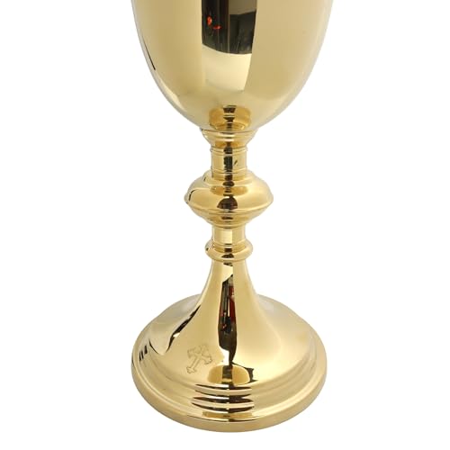 Needzo Brass Chalice, Communion Supplies, 9 Inches, Holds 8.5 Ounces