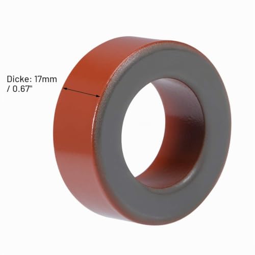 sourcing map Toroidal Core Red Grey 26.8 x 45.2 x 17 mm Ferrite Ring Iron Powder Toroid