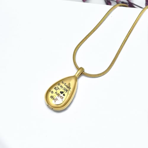 Teardrop Urn Necklace Memorial Cremation Jewellery for Ashes Keepsake Pendant Necklace for Women Men Pet with Funnel Filler Kit Memorial Gifts Gold