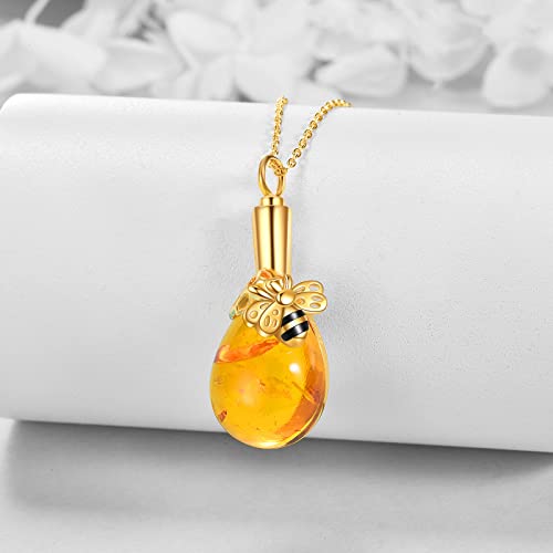 TIGER RIDER Bee 925 Sterling Silver Necklace for Women Amber Pendant/Urn Jewelry for Mother's Day Christmas Birthdays Anniversary Urn pendant