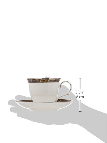Lenox - 104291002 Lenox Vintage Jewel 2-piece Teacup and Saucer Set, Tea Cup & Saucer, White