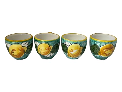 Espresso Cup Set of 4, Ceramic Cups Made in Italy, 2 oz Italian Coffee Cups, Coffee Lover Gift Set, Made in Italy Pottery