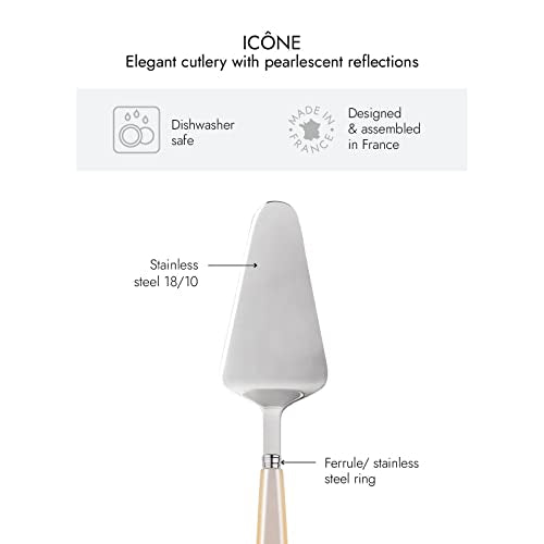 SABRE PARIS - Pie Server 9.8 inches- Icône Collection - Pies & Quiches - Stainless Steel & Acrylic - Dishwasher Safe - Pearly White