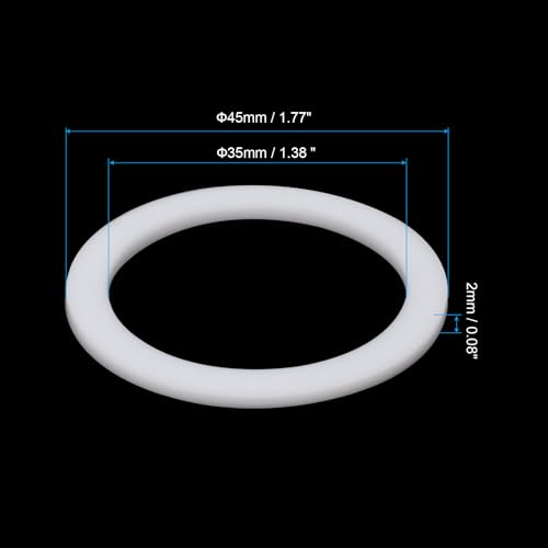 PATIKIL PTFE flat washers, 45mm outer diameter, 35mm inner diameter, 2mm thick, 100-piece set