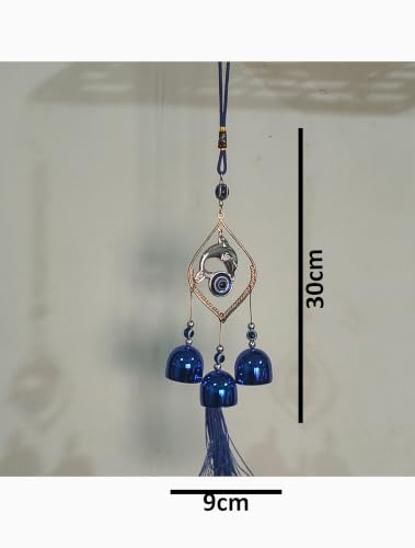 Eminent Evil Eye Wind Chime with 3 Bells for Home and Office,Good Luck Charm, Protection Charm, Positive Vibes, Home Decor