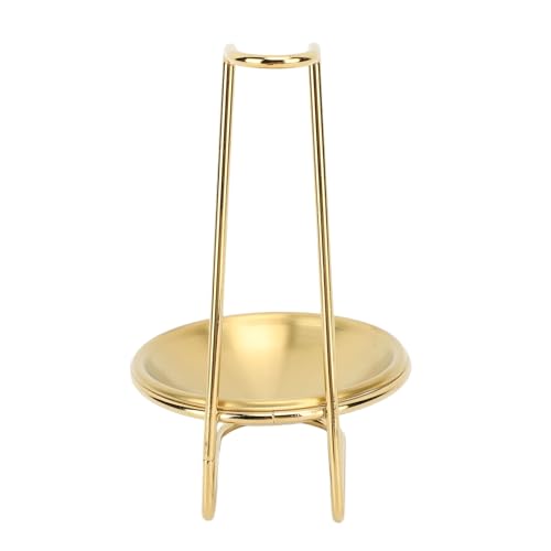 Zerodis Stainless Steel Soup Ladle Holder, Upright Spoon Ladle Rest Kitchen Countertop Utensils Rack for Hotpot Restautant Buffet Fast Food Restautant Kitchen Decor Tool (Golden with 1 Golden With 1 Plate