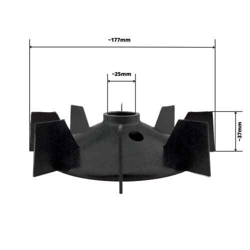Fan Blade for Electric Motor 25 mm / 177 mm H 37 mm with Wedge Plastic Motor Blade Fan Blade Accessories Air Compressor Plastic Fan Blade Fan Blade Made of Nylon 25mm / 177mm