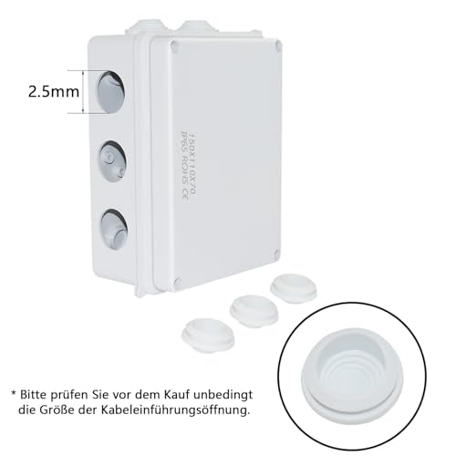 LeMotech ABS Plastic Dustproof Waterproof IP65 Junction Box Universal Electrical Project Housing White External Dimensions 150 x 110 x 70 mm (Pack of 1) 150 x 110 x 70 mm (1 Stück)