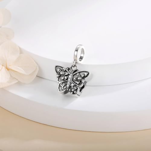Sariel 925 Sterling Silver Butterfly Cremation Urn Charm for Ashes Memorial Keepsake Bead for Bracelet Necklace