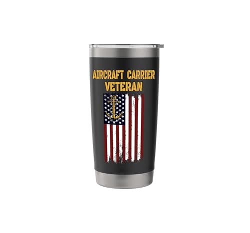 Aircraft Carrier USS Kitty Hawk CVA-63 Veterans Day Fathers Stainless Steel Insulated Tumbler Black 20 Ounces