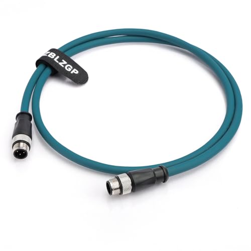 3m Profinet Industrial Ethernet Camera Cable, M12 4-Pin D-Code Male to Male IP67 Shielded Flexible Cat5e Cable for Barcode Reader, Omron Sick Baumer Sensor, Industrial Green (RAL 6018) PVC Dark Green 3M