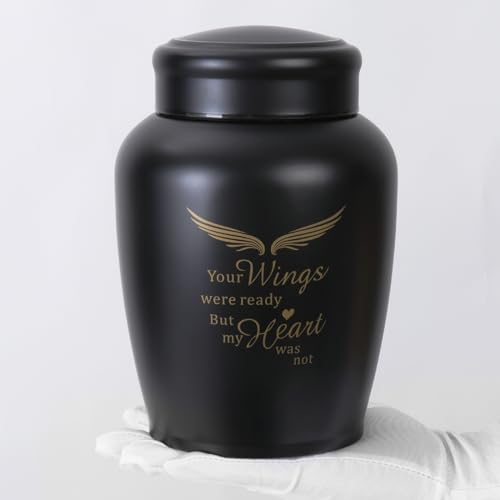 Large Cremation Urns for Ashes Adult Male/Female/Dad/Mom/Father Large,180lbs Black Angel