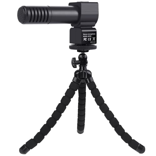 Microphone for Digital Camera with Shock Structure, Windscreen, 3.5mm Jack - Professional Stereo Recording Mic for Cameras, YouTube, Vlog