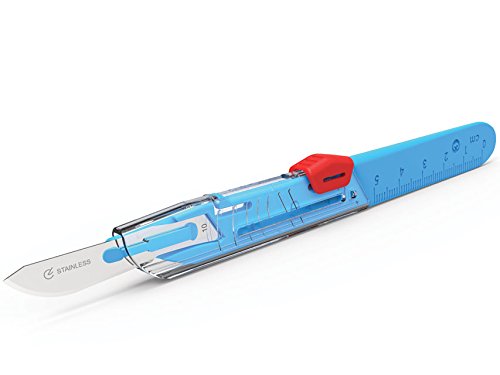 Gima – Sterile Stainless Steel Safety Scalpels, Self-Locking Blade Guard, Handle with Scale, Single Use, No. 10, 10 Individually Wrapped Scalpels