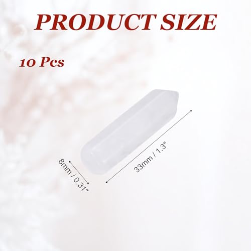 MECCANIXITY Crystals Wands Clear Quartz Hexagonal Faceted Single Points Towers Pocket Polished Stone Bulk for Energy Chakra Meditation Crystal Healing, 33 x 8mm (White),10Pcs White (White)