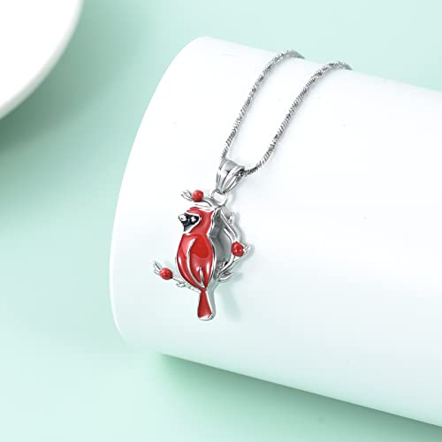 Yinplsmemory Cremation Jewelry Red Cardinal Urn Necklace for Ashes for Human/Pet Memorial Keepsake Ashes Urn Jewelry