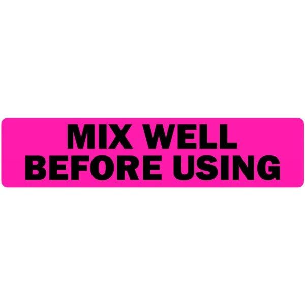 Mix Well Before Using - 0.375” x 1.625”, [500 Labels/1 Roll], Fluorescent Pink | Special Instructions - Veterinary Labels for Clinics/Hospitals | LabelValue.com